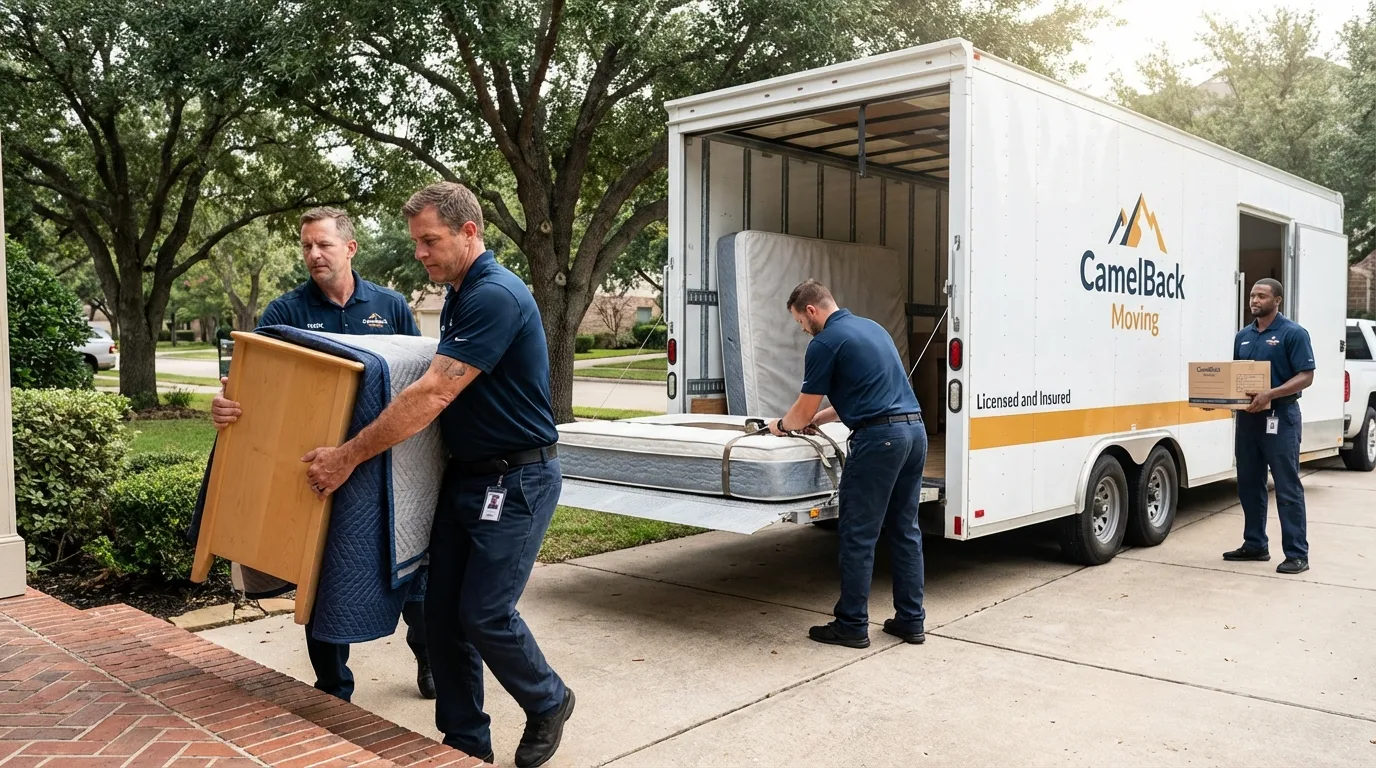 Crew loading residential truck for cross-state move from Colorado Springs, CO